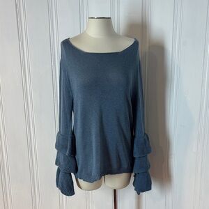 NWT DINS TRICOTS Cotton Boat Neck Bell Sleeve Sweater - Size Large (estimated)